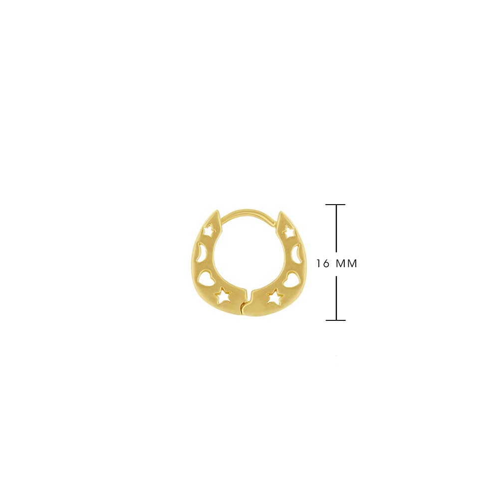 Lauren G Adams Matte Moon & Star Huggies earrings gold-tone with moon & star cutouts 16 mm on Tampa Home & Garden Store