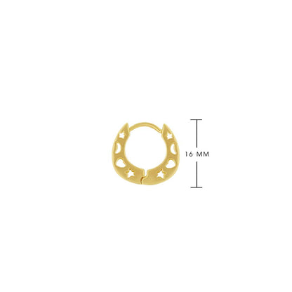 Lauren G Adams Matte Moon & Star Huggies earrings gold-tone with moon & star cutouts 16 mm on Tampa Home & Garden Store
