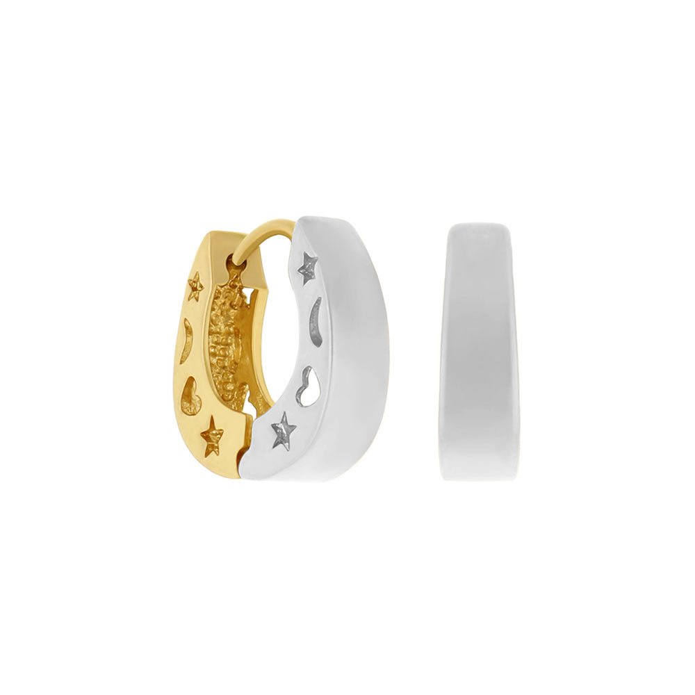 Matte Moon & Star Huggies two-tone gold and silver hoops Lauren G Adams on Tampa Home & Garden Store