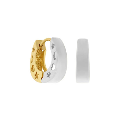 Matte Moon & Star Huggies two-tone gold and silver hoops Lauren G Adams on Tampa Home & Garden Store