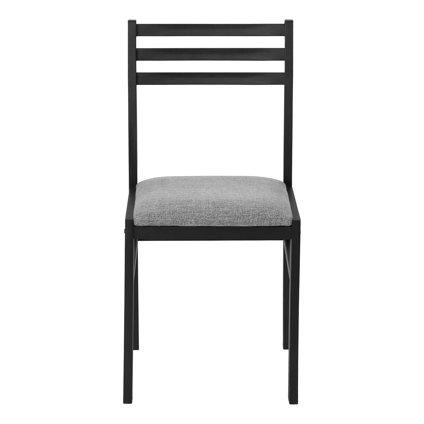 Black metal-frame dining chair with gray upholstered seat in contemporary style on Tampa Home & Garden Store