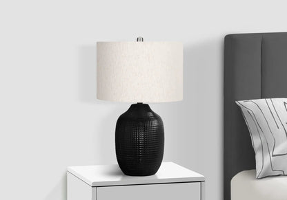 Table lamp with black ceramic base and cream fabric shade by Unique Piece Furniture on Tampa Home & Garden Store
