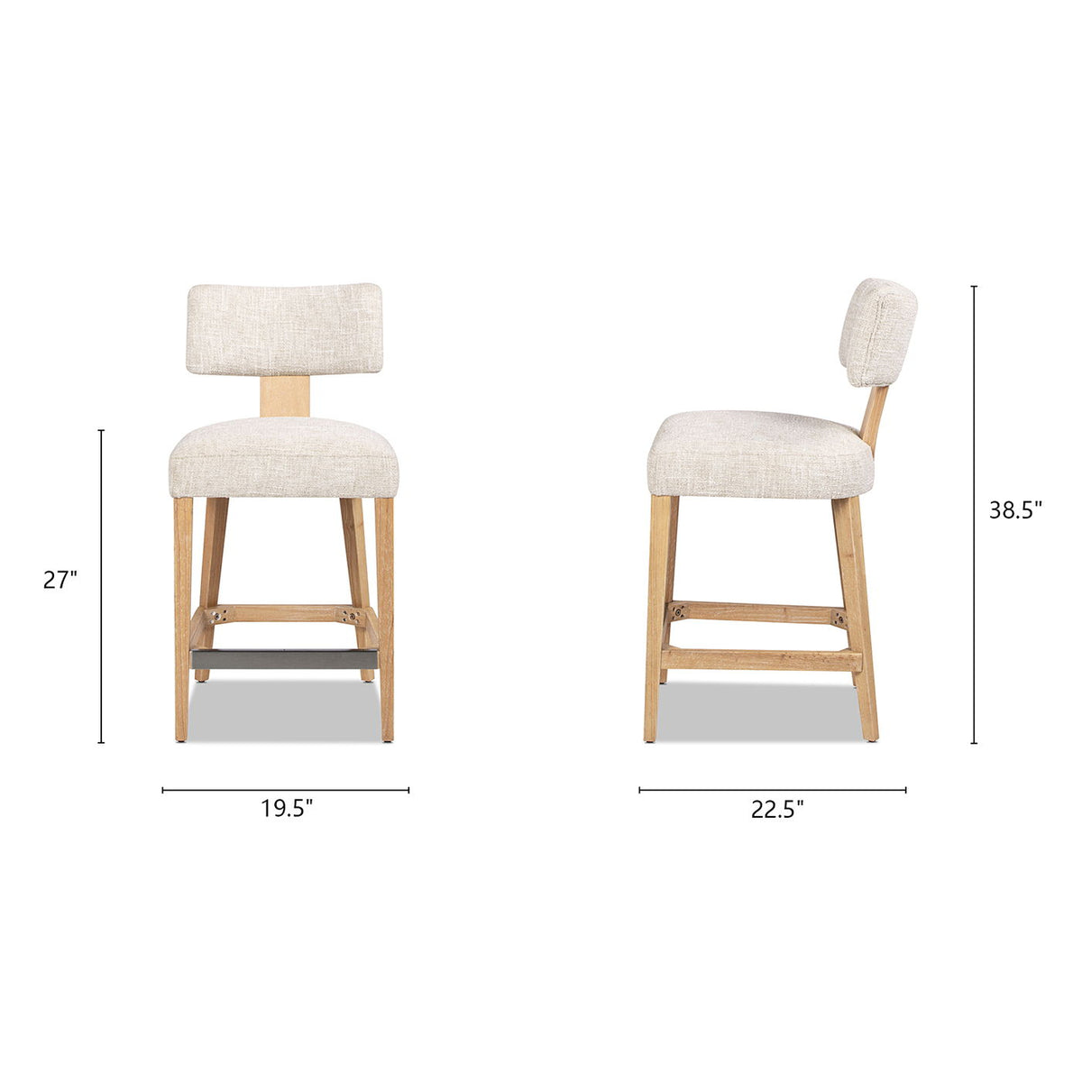 Round arched upholstered counter stools 2-pack in Travertine Beige with open back by HouseOfZazla on Tampa Home & Garden Store