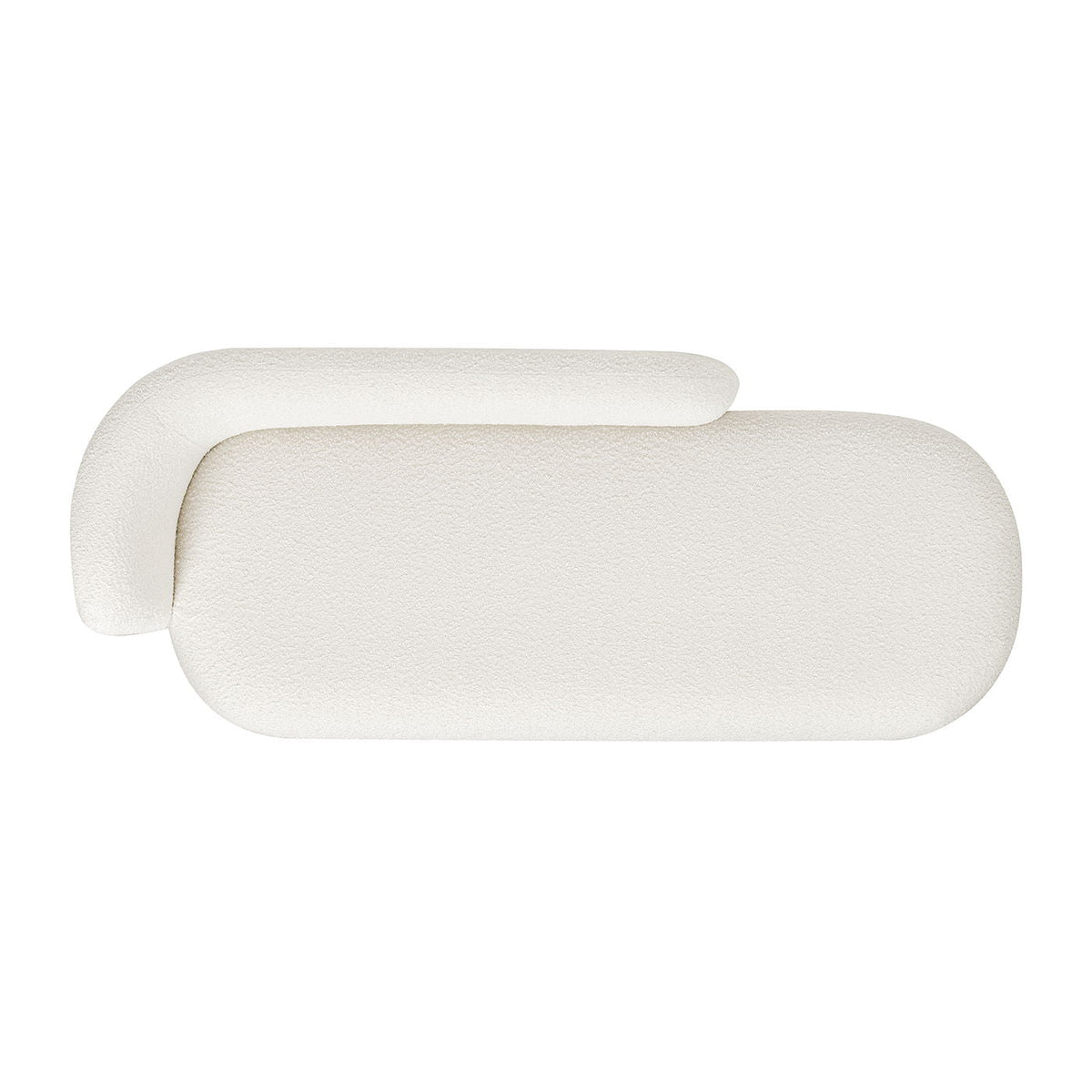 Ivory white modern rounded chaise lounge with plush faux sheepskin upholstery by HouseOfZazla on Tampa Home & Garden Store