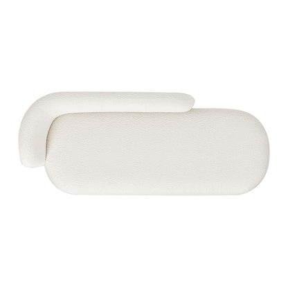 Ivory white modern rounded chaise lounge with plush faux sheepskin upholstery by HouseOfZazla on Tampa Home & Garden Store