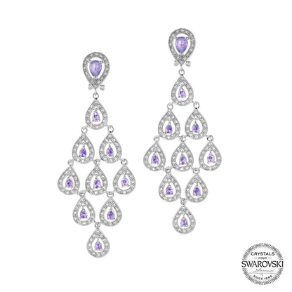 Chandelier earrings Lauren G Adams; silver with Swarovski amethyst teardrop crystals, pair on Tampa Home & Garden Store
