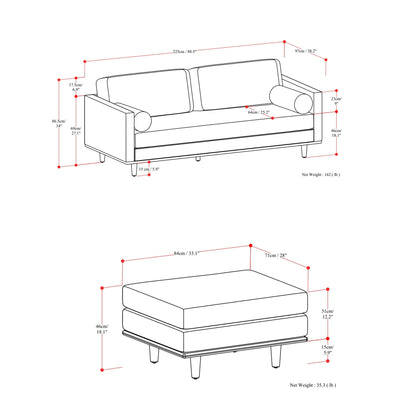 Morrison Brazilian Leather Sofa and Ottoman Set