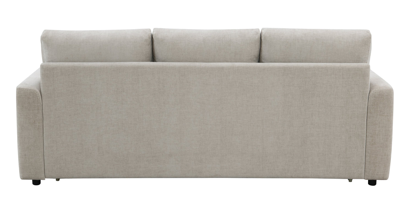 Leira Beige Linen Pull Out Sleeper sofa by HouseOfZazla, beige fabric, 3 back cushions on Tampa Home & Garden Store