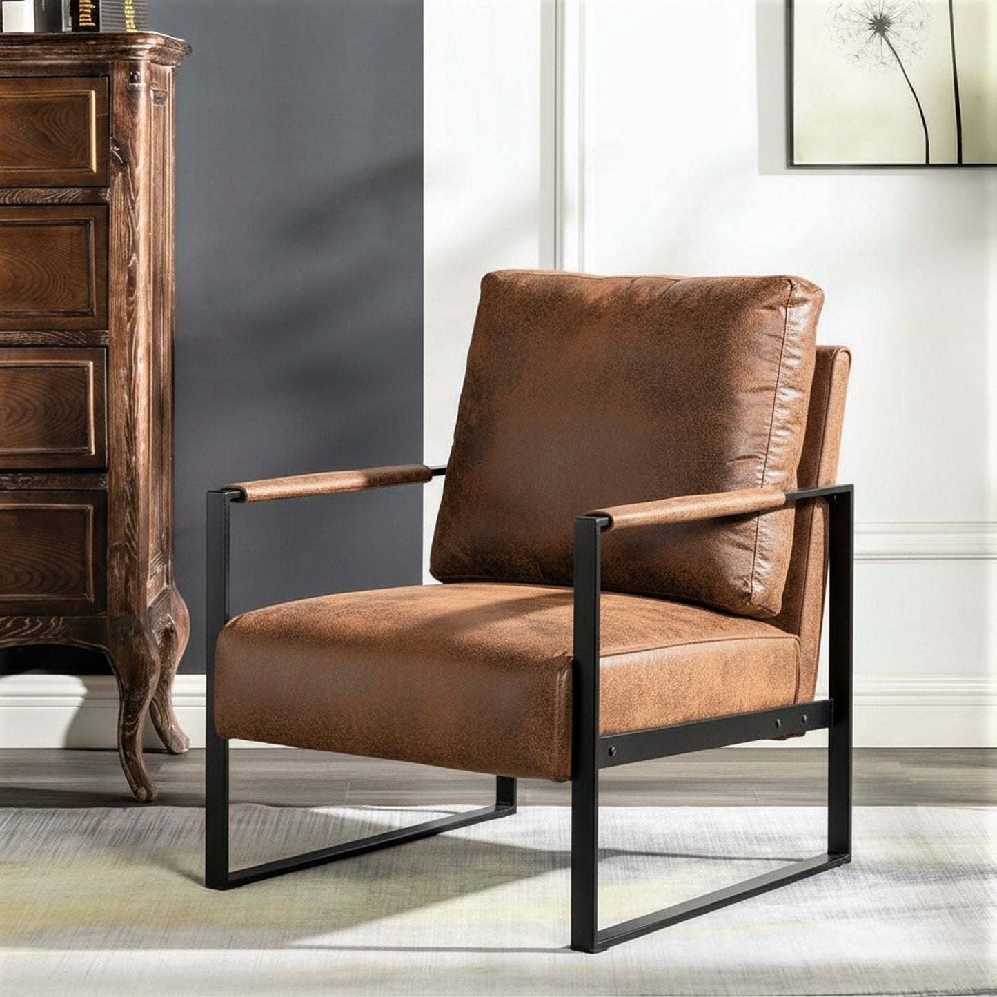 Mid Century Modern Chair With a Metal Frame