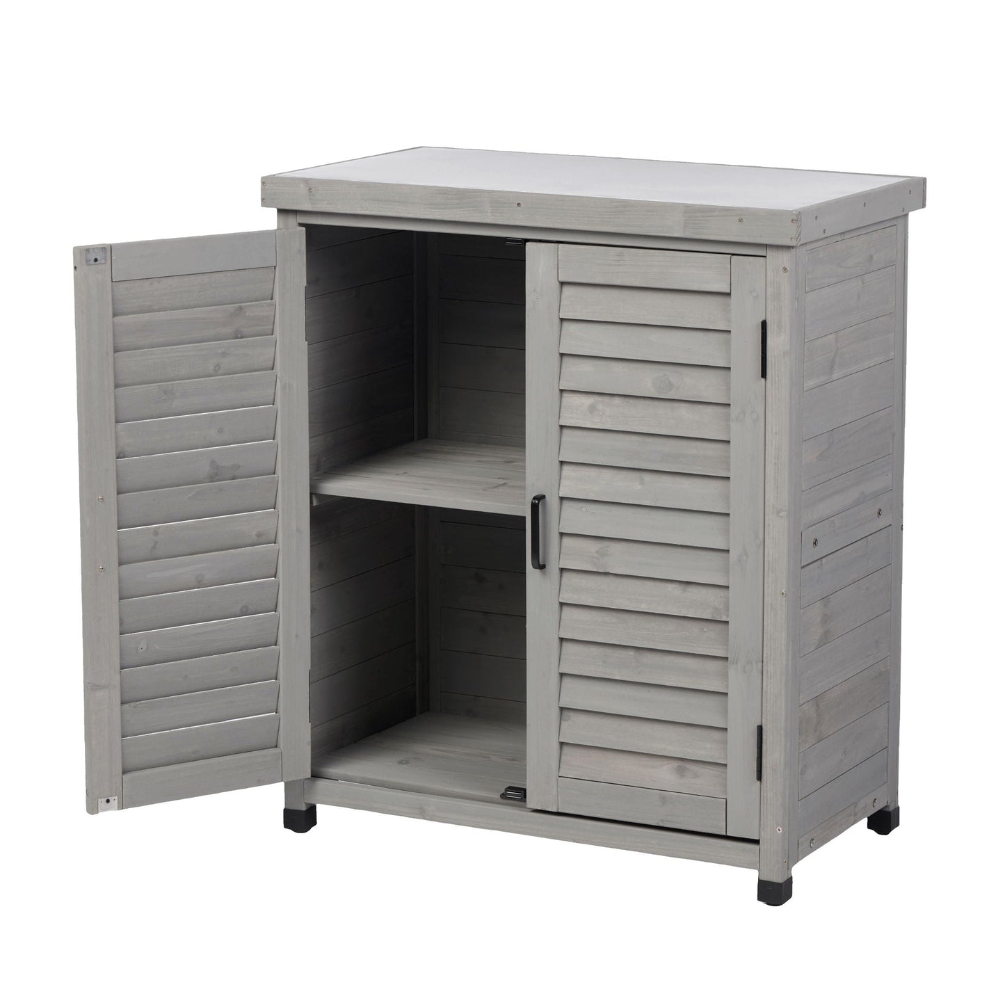 Outdoor Potting Bench With Metal Top and Cabinet