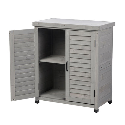 Outdoor Potting Bench With Metal Top and Cabinet