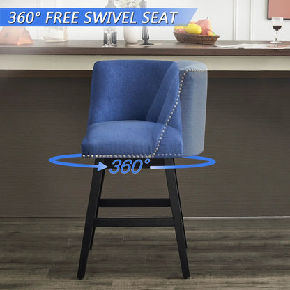 Upholstered Swivel Bar Stool with Soft Fabric
