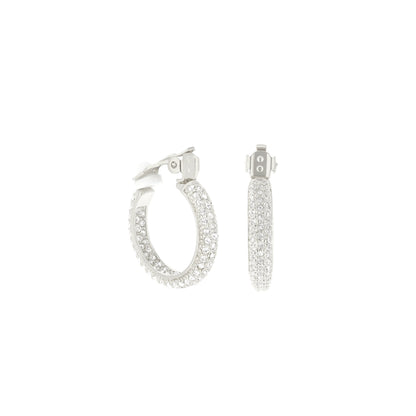 Pave Hoop Earrings French Clip by Lauren G Adams, silver-tone pavé hoops on Tampa Home & Garden Store