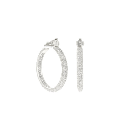 Pave hoop earrings with French clip, silver-tone, pave stones by Lauren G Adams on Tampa Home & Garden Store