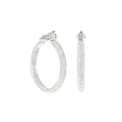 Pave Hoop Earrings - French Clip by Lauren G Adams, silver-tone pave hoop pair on Tampa Home & Garden Store