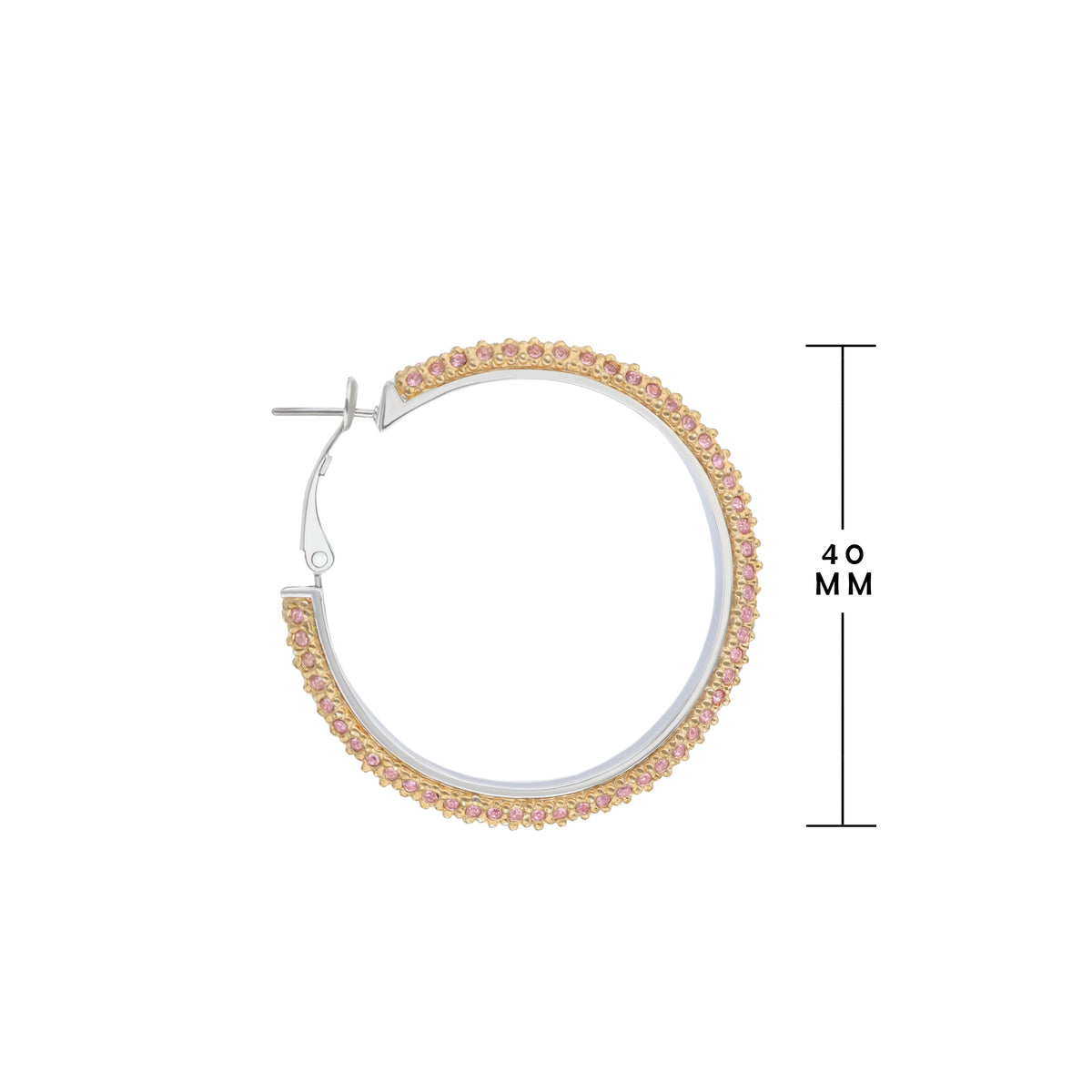 Pave Hoop Earrings — French Clip by Lauren G Adams, gold-tone with pink pavé, 40 mm diameter on Tampa Home & Garden Store