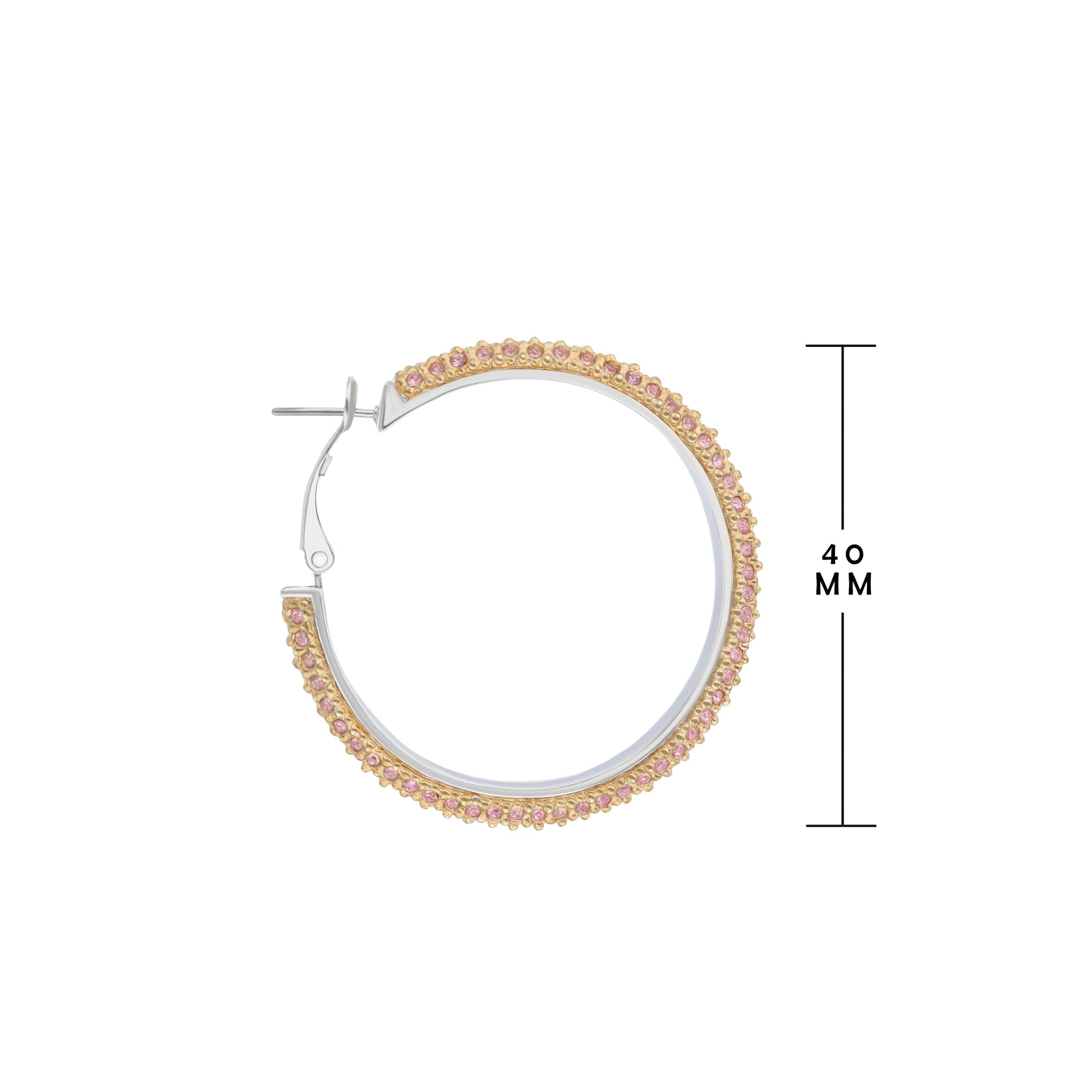 Pave Hoop Earrings — French Clip by Lauren G Adams, gold-tone with pink pavé, 40 mm diameter on Tampa Home & Garden Store