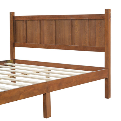 Queen size flat-panel bed frame with head/footboard in brown finish by HouseOfZazla on Tampa Home & Garden Store