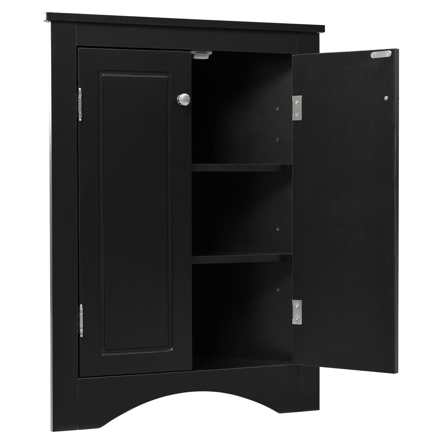 Triangle bathroom storage cabinet black linen cabinet with adjustable shelves freestanding on Tampa Home & Garden Store