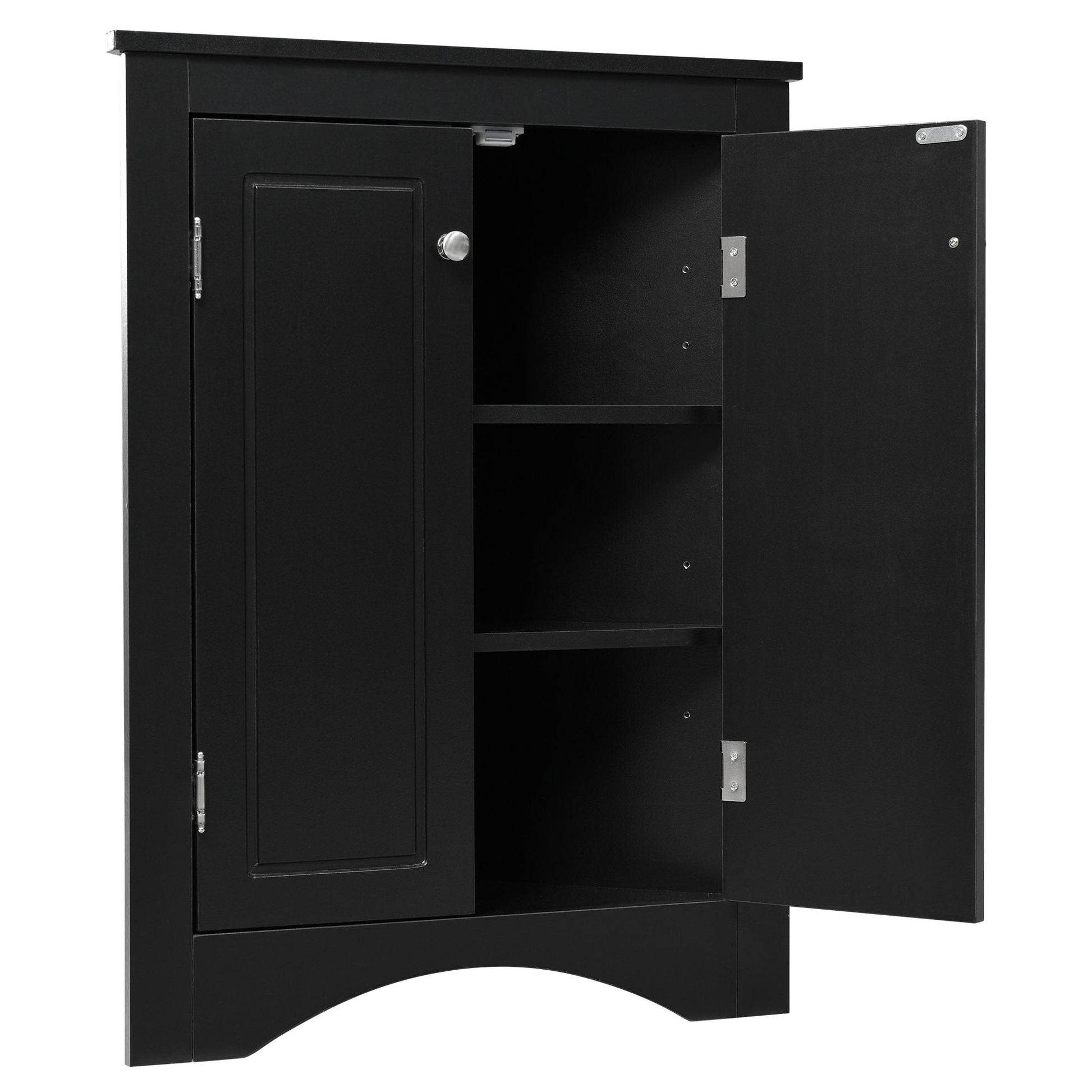 Triangle bathroom storage cabinet black linen cabinet with adjustable shelves freestanding on Tampa Home & Garden Store
