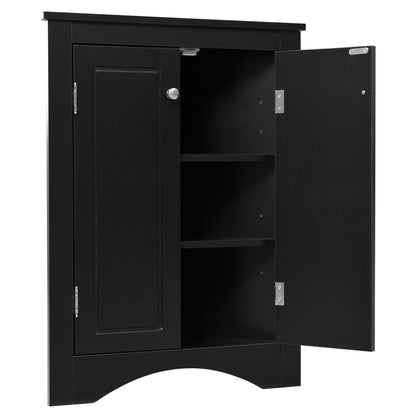 Triangle bathroom storage cabinet black linen cabinet with adjustable shelves freestanding on Tampa Home & Garden Store