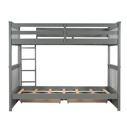 Gray metal bunk bed with ladders and two storage drawers by Unique Piece Furniture on Tampa Home & Garden Store
