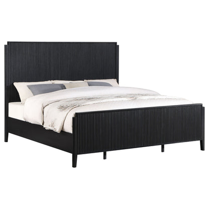 Mason Panel Bed by HouseOfZazla black grooved panel headboard and footboard bed frame on Tampa Home & Garden Store