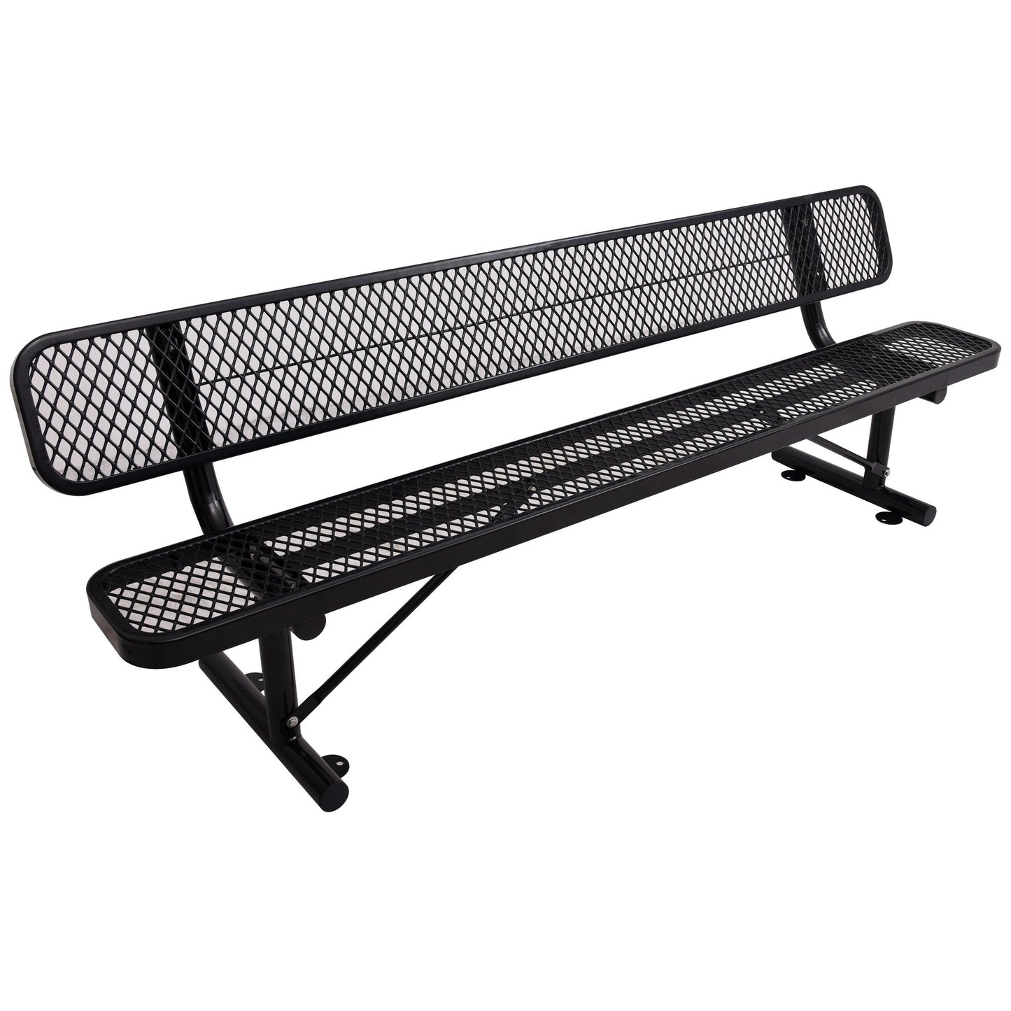 6' Outdoor Steel Bench With Backrest, black powder-coated mesh, HouseOfZazla Benches on Tampa Home & Garden Store