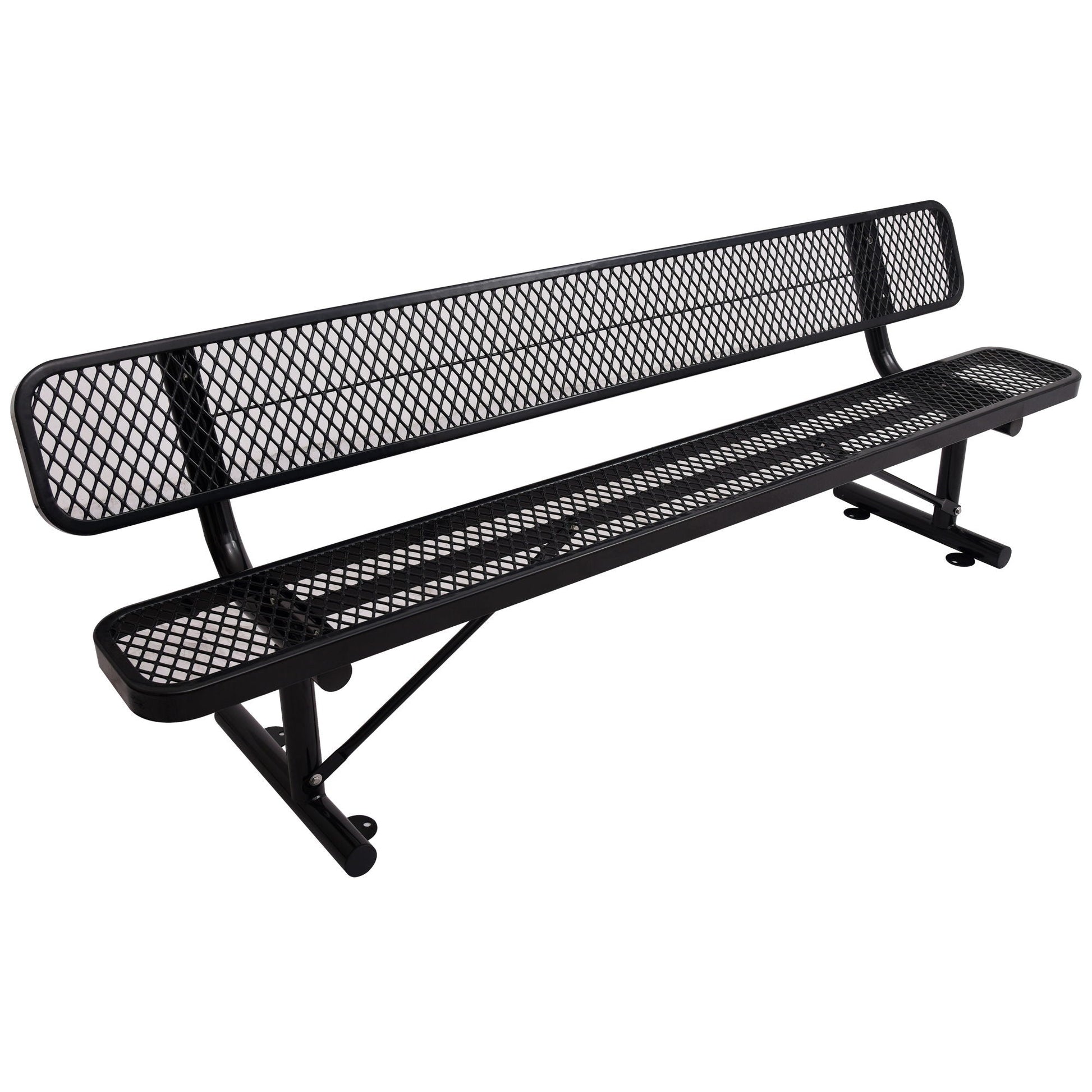 6' Outdoor Steel Bench With Backrest, black powder-coated mesh, HouseOfZazla Benches on Tampa Home & Garden Store