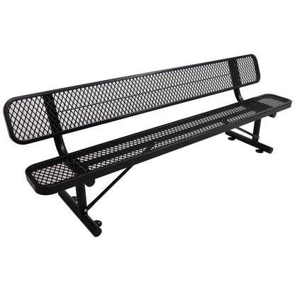 6' Outdoor Steel Bench With Backrest, black powder-coated mesh, HouseOfZazla Benches on Tampa Home & Garden Store