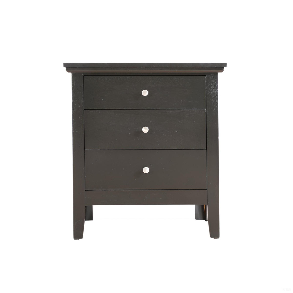 3 Drawer Nightstand with Dove Tail Drawers in black finish with silver knobs on Tampa Home & Garden Store