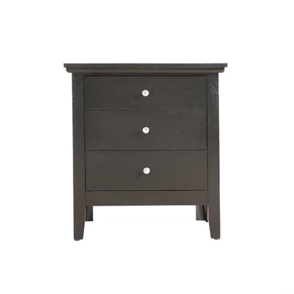 3 Drawer Nightstand with Dove Tail Drawers in black finish with silver knobs on Tampa Home & Garden Store