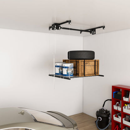 Overhead garage storage rack with crank system, black by HouseOfZazla on Tampa Home & Garden Store