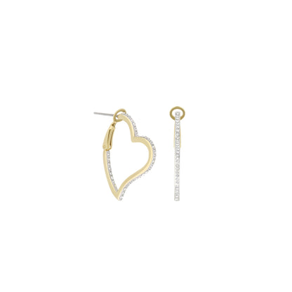 Pave Heart Hoop Earrings gold-tone hoops with pavé crystals set of 2 on Tampa Home & Garden Store
