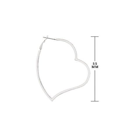 Pave Heart Hoop Earrings by Lauren G Adams, silver-tone hoop with pave heart detail, 55mm diameter on Tampa Home & Garden Store