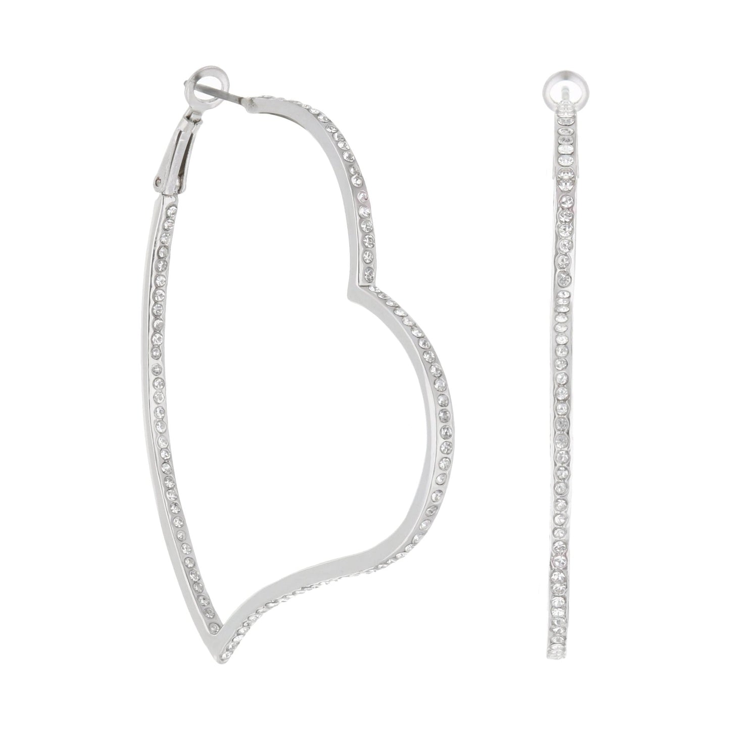 Pave Heart Hoop Earrings by Lauren G Adams in silver-tone metal with pave crystals on Tampa Home & Garden Store