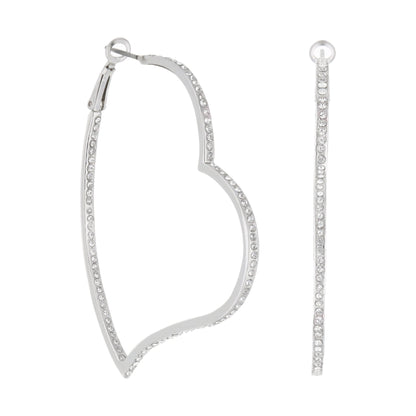 Pave Heart Hoop Earrings by Lauren G Adams in silver-tone metal with pave crystals on Tampa Home & Garden Store
