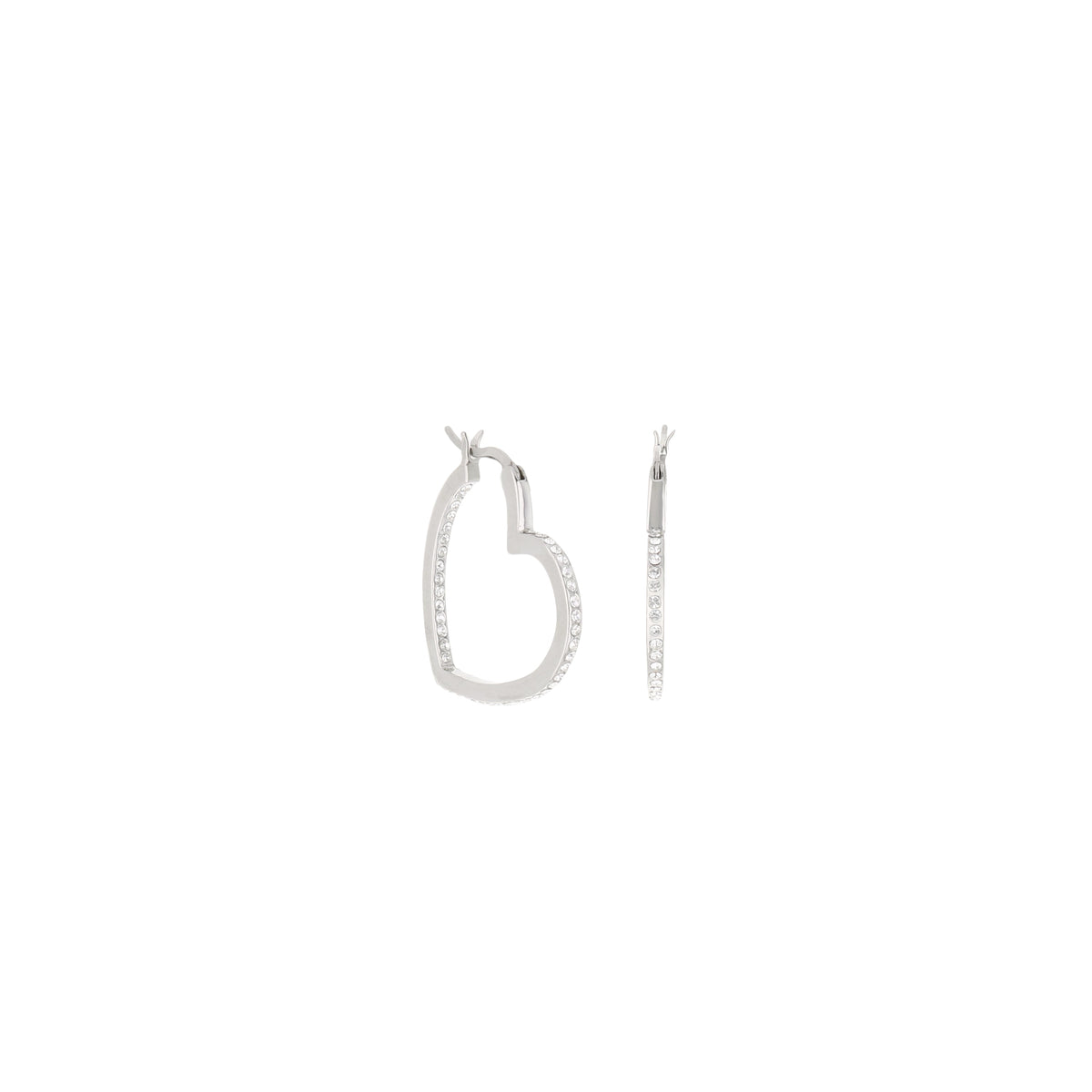 Pave Heart Hoop Earrings, Lauren G Adams, silver-tone hoops with pavé crystals, pair on Tampa Home & Garden Store