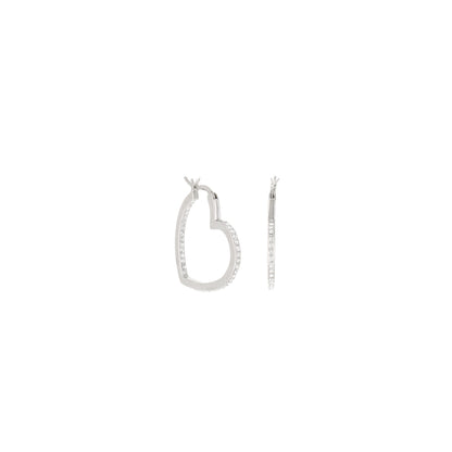 Pave Heart Hoop Earrings, Lauren G Adams, silver-tone hoops with pavé crystals, pair on Tampa Home & Garden Store