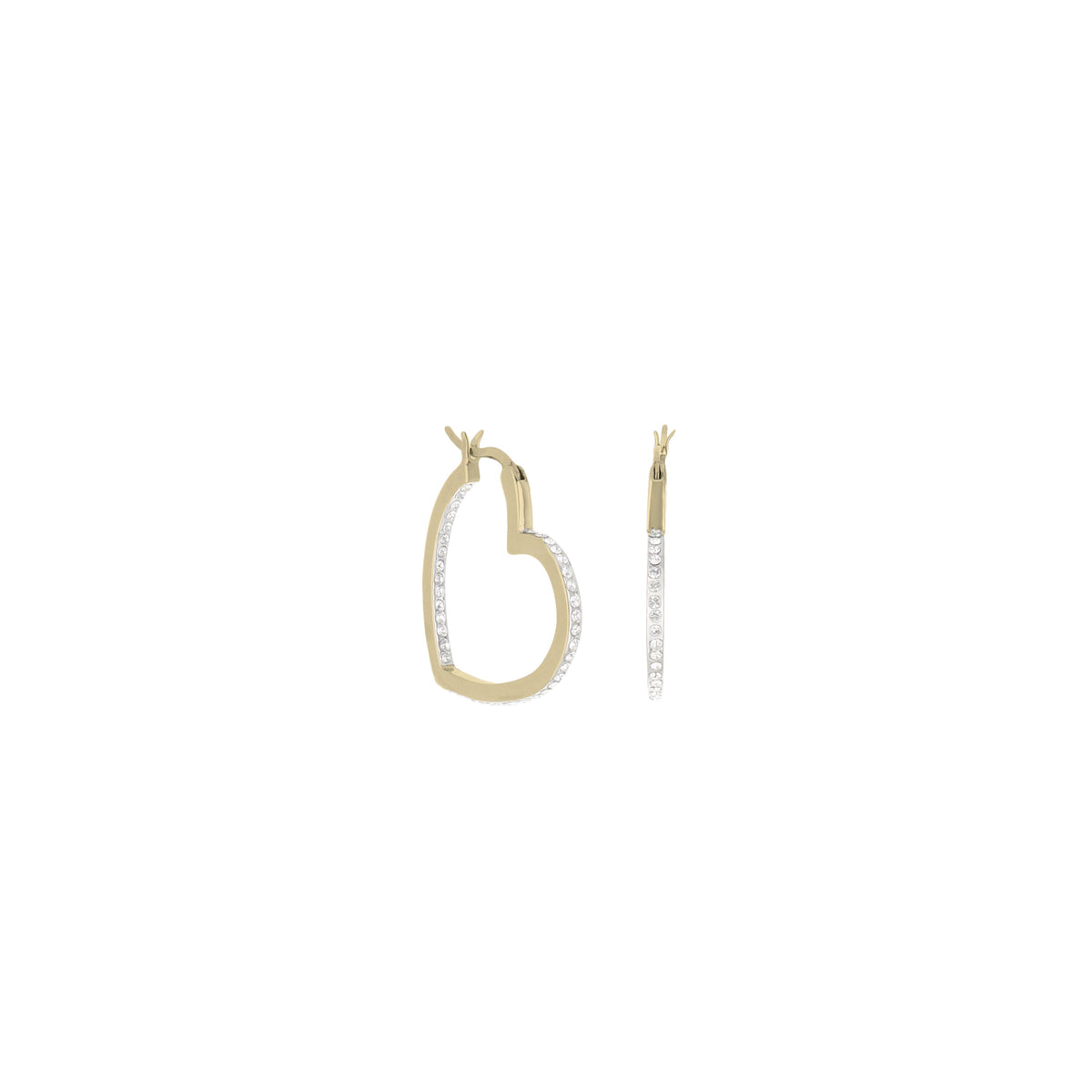 Pave Heart Hoop Earrings, gold-tone pair by Lauren G Adams with diamond pavé on Tampa Home & Garden Store