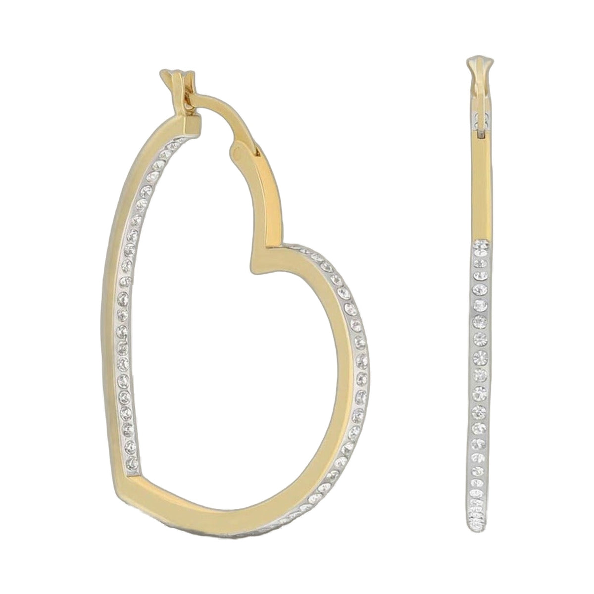 Pave Heart Hoop Earrings, gold-tone hoops with pavé crystals by Lauren G Adams on Tampa Home & Garden Store