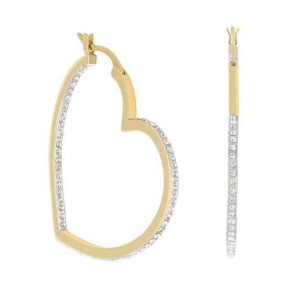 Pave Heart Hoop Earrings gold-tone with clear pavé crystals by Lauren G Adams on Tampa Home & Garden Store