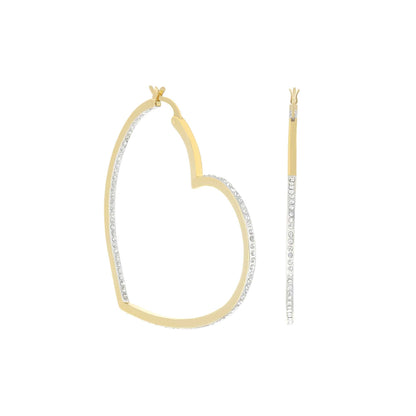 Pave Heart Hoop Earrings by Lauren G Adams, gold-tone hoops with pavé crystals, pair on Tampa Home & Garden Store