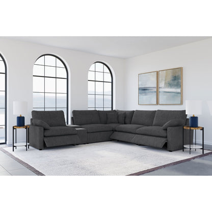 Hollander 6-piece modular power reclining sectional dark gray by HouseOfZazla living room on Tampa Home & Garden Store