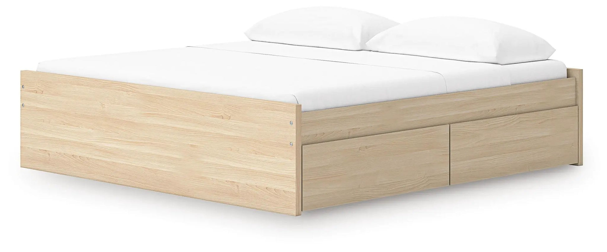 Onita platform bed in natural oak with built-in under-bed storage drawers on Tampa Home & Garden Store