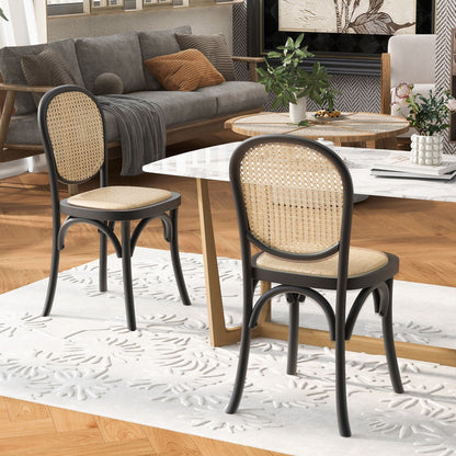 Vintage Style Dining Chairs Set of 2 by HouseOfZazla with black metal frames and cane seats on Tampa Home & Garden Store
