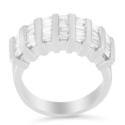Ring, sterling silver unisex with vertical baguette-cut diamonds in channel, 1.0 ctw on Tampa Home & Garden Store