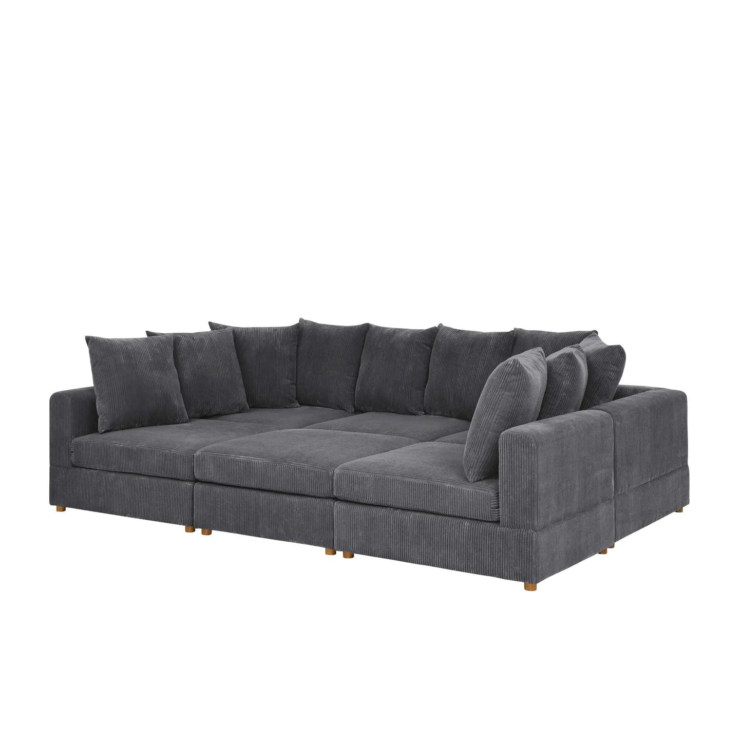Haven 6-Piece Modular Sectional gray corduroy, stationary sofa on Tampa Home & Garden Store