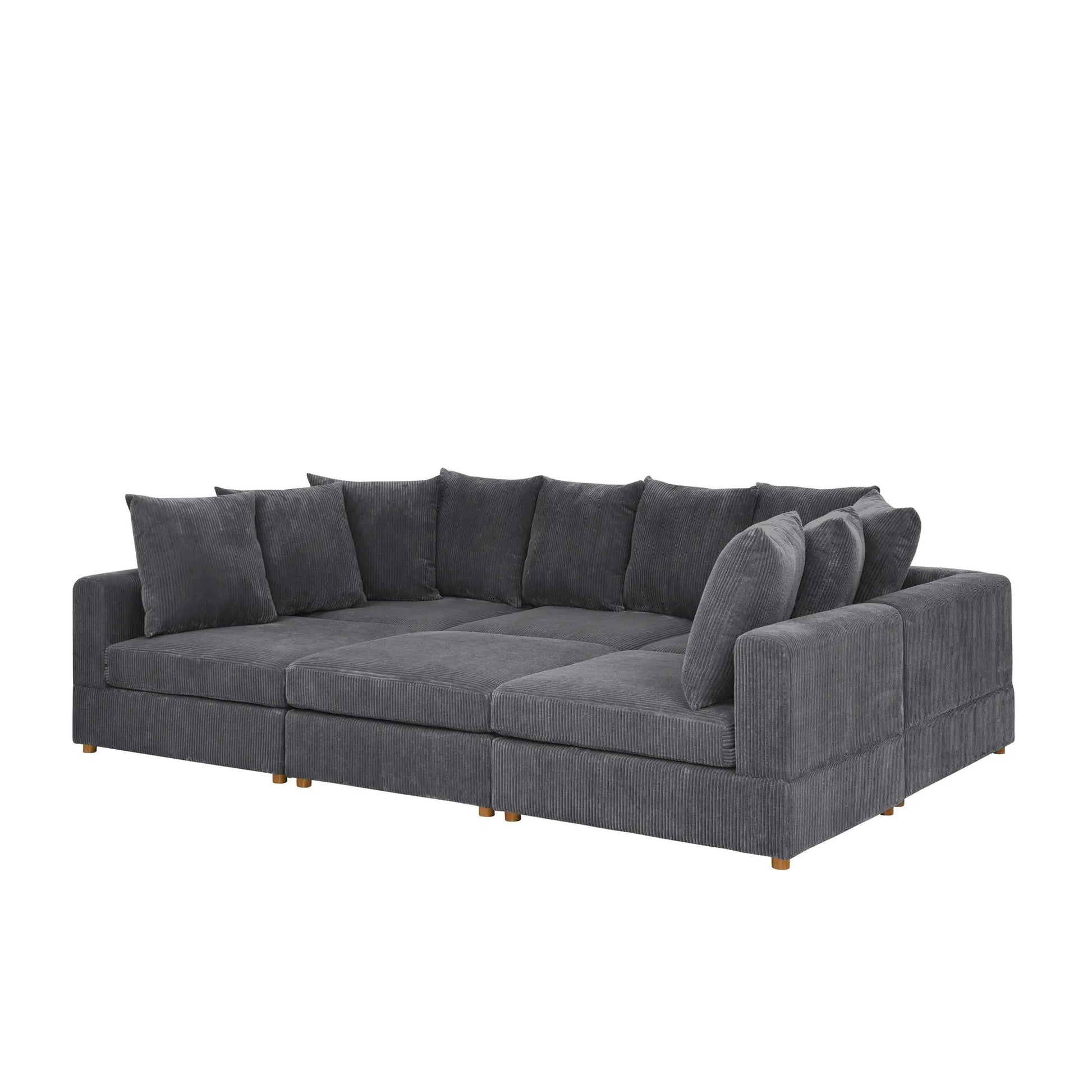 Haven 6-Piece Modular Sectional gray corduroy, stationary sofa on Tampa Home & Garden Store