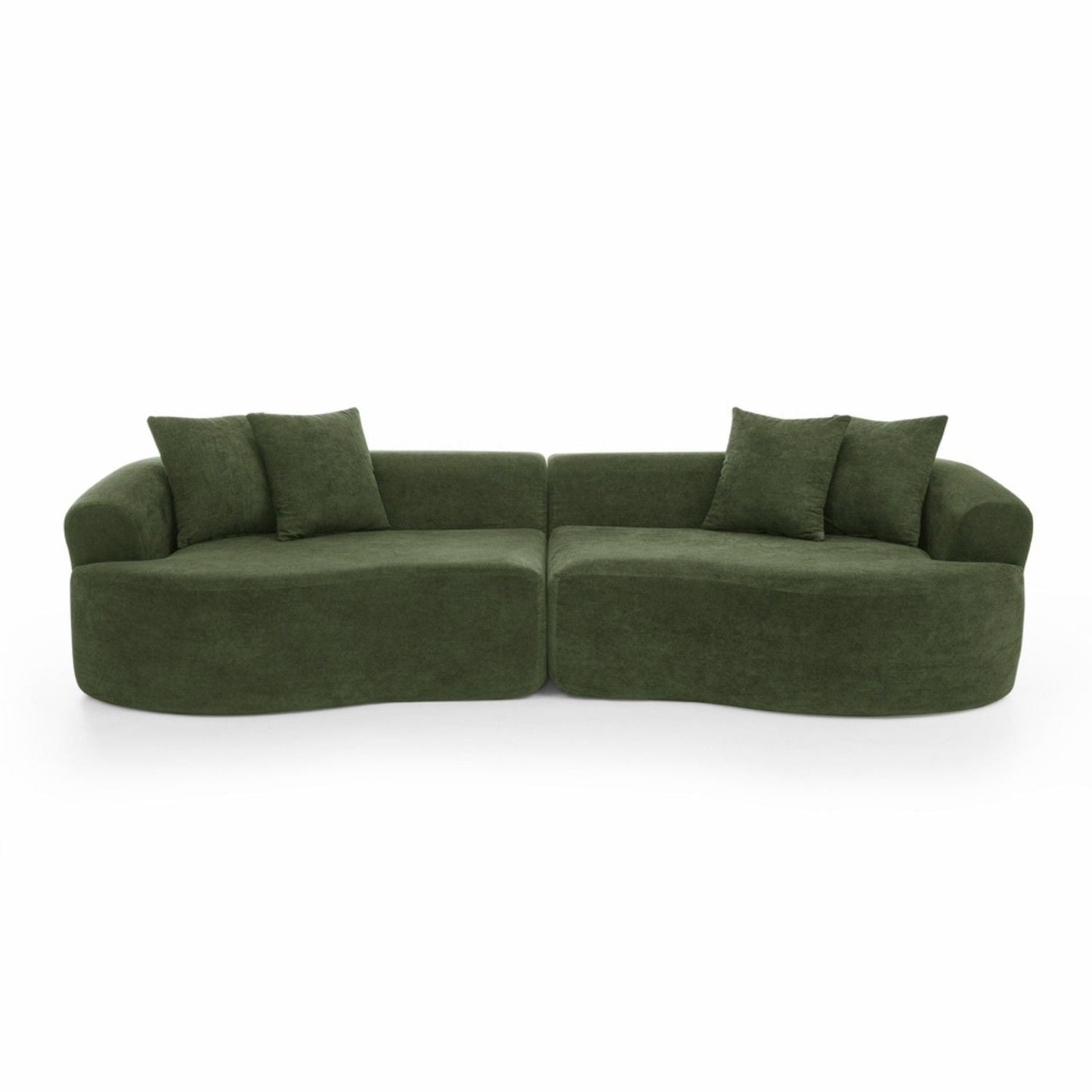 4 Seater Curved Cloud Sectional Sofa olive green velvet by HouseOfZazla with soft cushions on Tampa Home & Garden Store